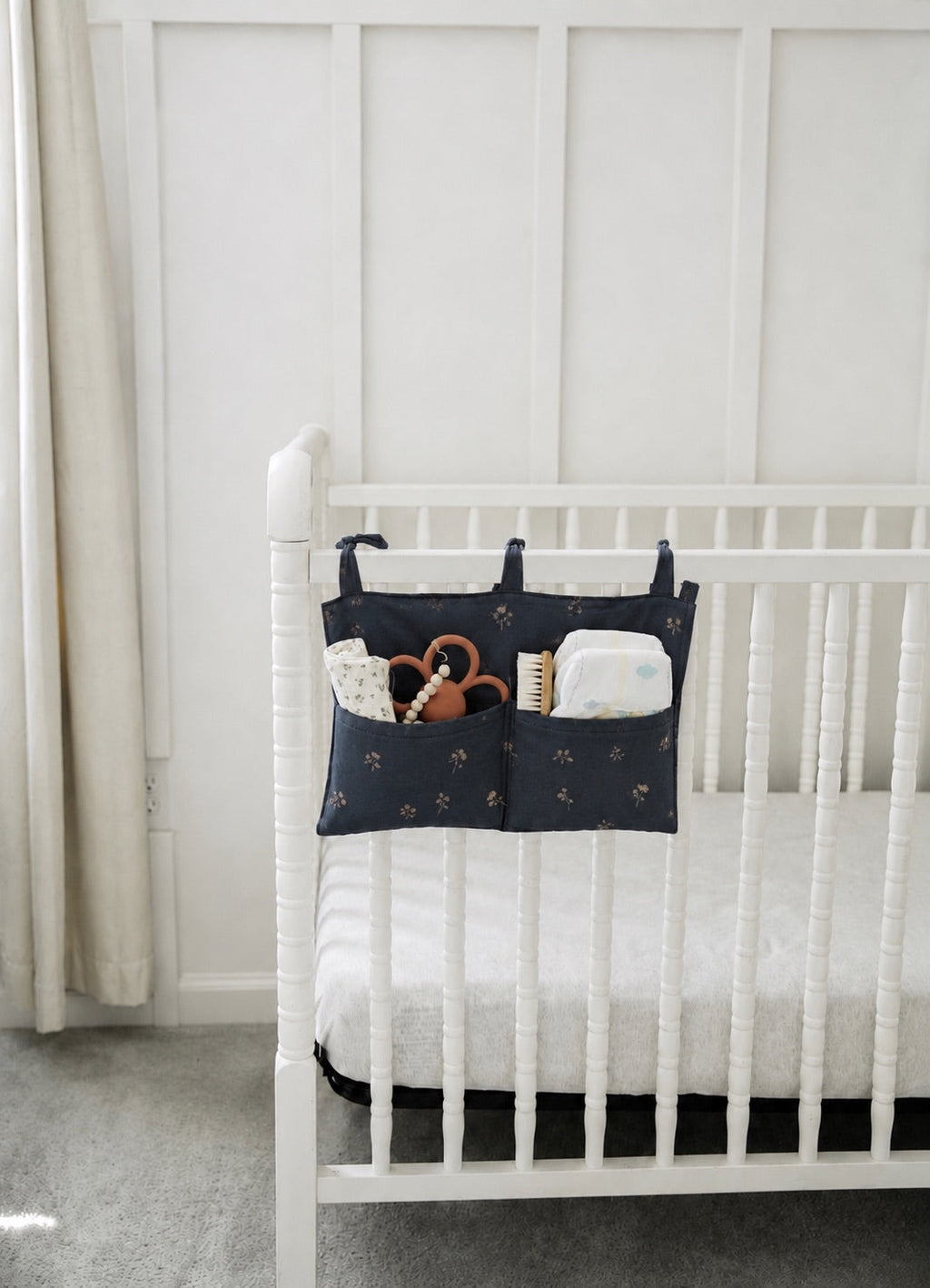 Crib Diaper Caddy Storage Organizer Nursery Room - Blue Dandelion