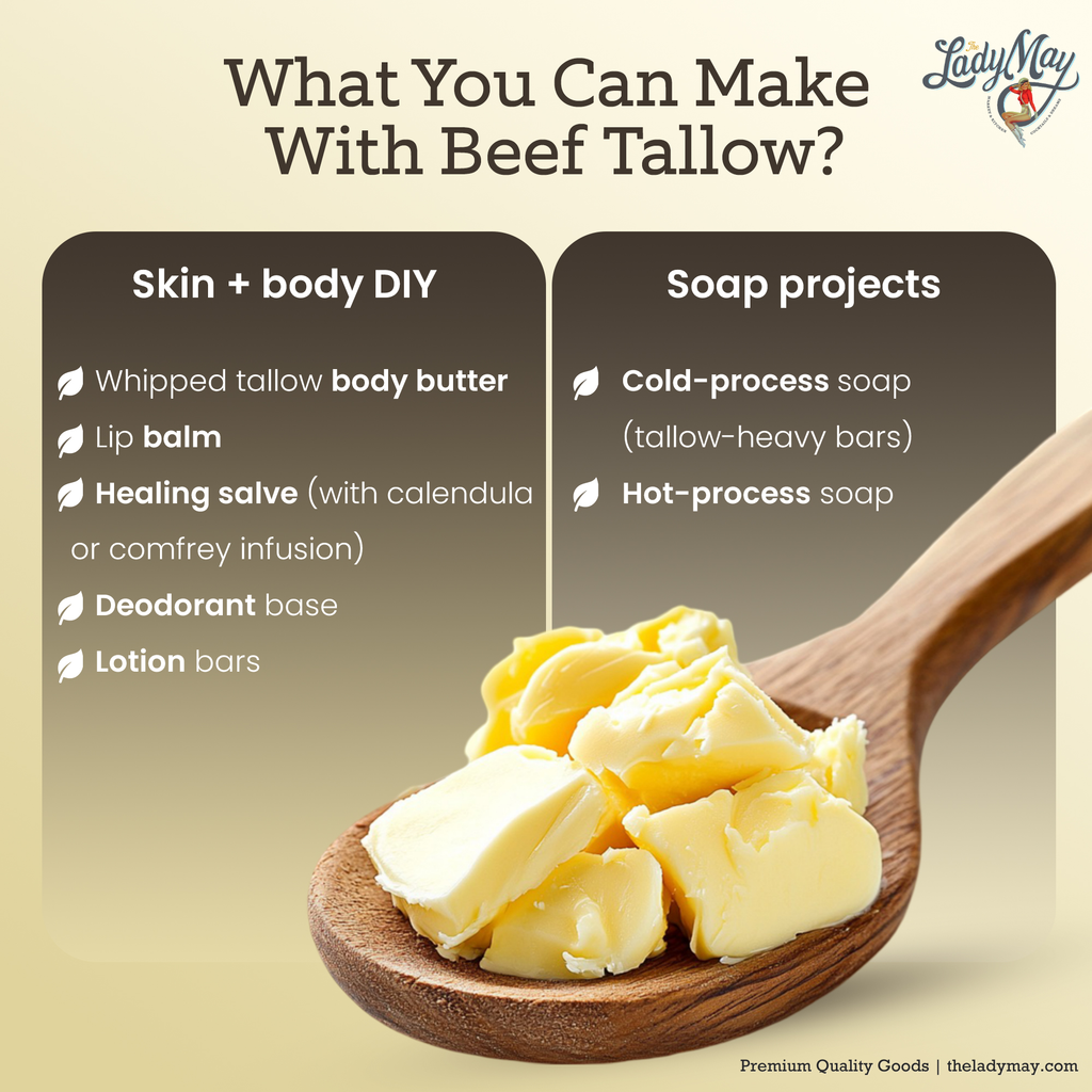 Lady May Tallow Bulk Grass-Fed Beef Tallow for Soap, Skincare & Candles | 2,8,16 lbs | Maker-Proven Quality in - Beef Tallow photo