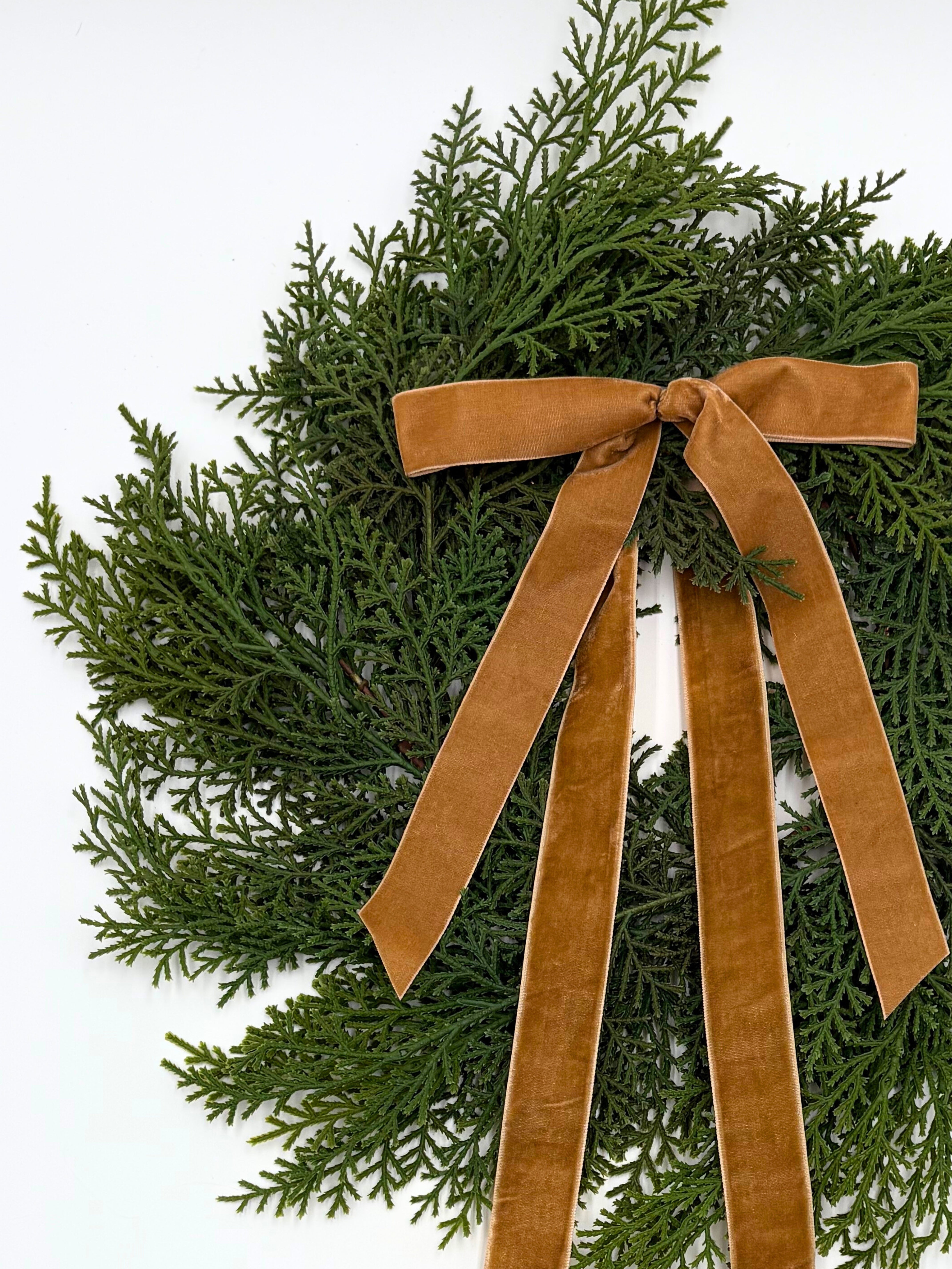 Neutral Mini Cedar Cabinet Wreaths with Ribbon in - Wreath photo