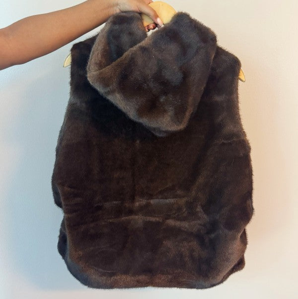 Real Feel Faux Mink Fur Hooded Vest in - photo