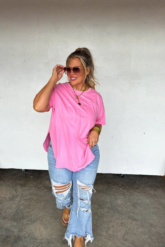PREORDER: Blakeley Spring Joey Washed Cotton Boyfriend Tee in - Womens photo