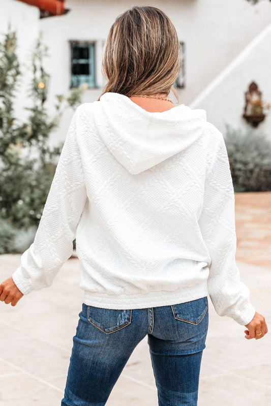 Magnolia Cable Lattice Texture Kangaroo Pocket Hoodie in - Tops/Sweatshirts & Hoodies photo