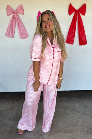 PREORDER: Gingham Love Luxe PJ Set in - Womens photo