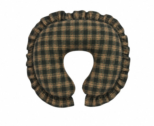 Little Mae & Co. Green Plaid Ruffle Nursing Pillow Cover - Original Ruffle