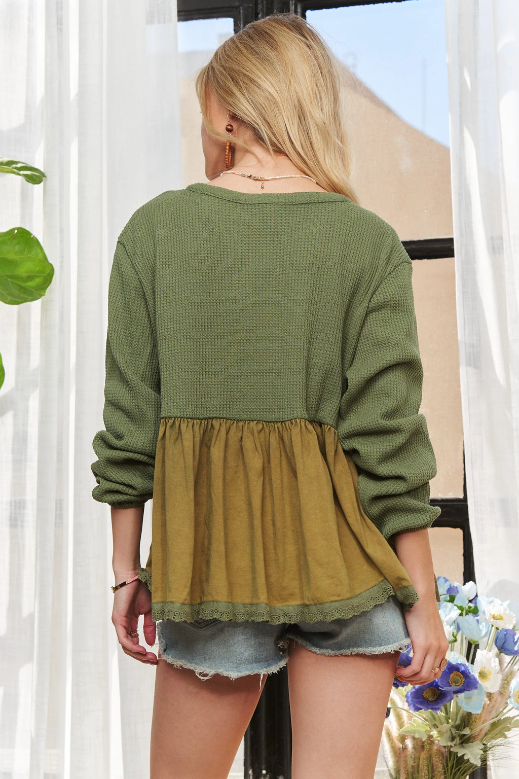 ADORA Mineral Washed Babydoll Tunic Top - SwagglyLife Home & Fashion