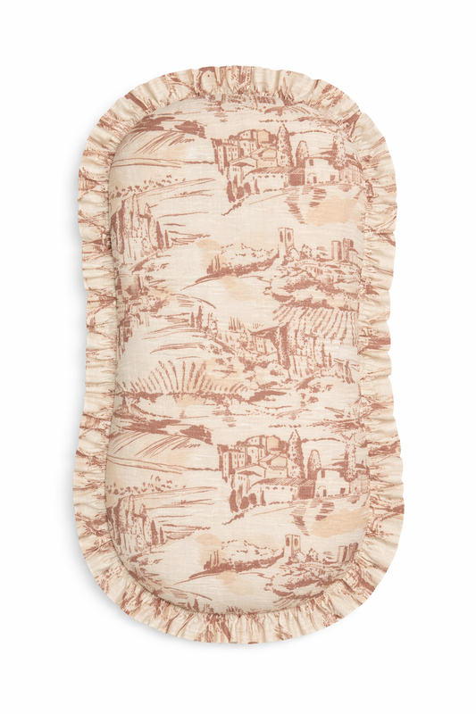 Brown Toile Ruffle Baby Lounger Cover