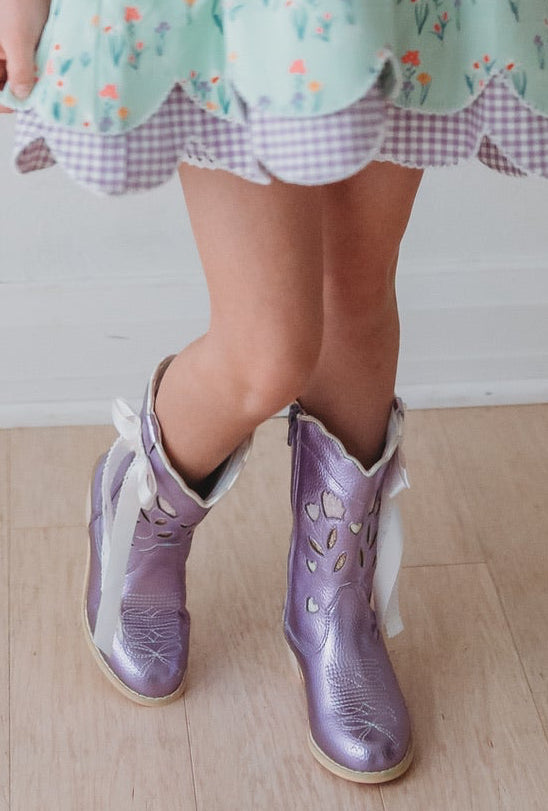 Sweetheart Bow Cowgirl Boots- Purple in - Shoes photo