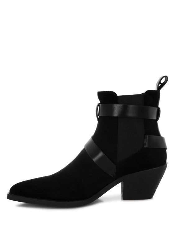 Raveta Microfiber Buckle Strap Western Boots in - photo