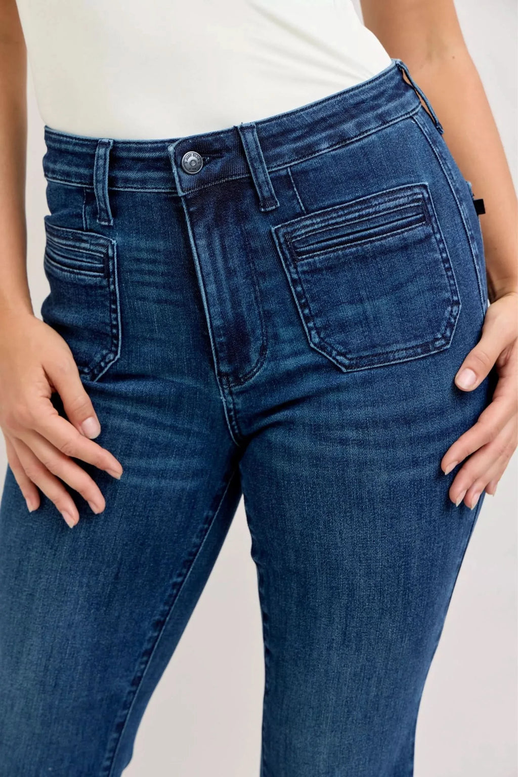 Judy Blue High-Waisted Flare Jeans with Front Pockets in - photo