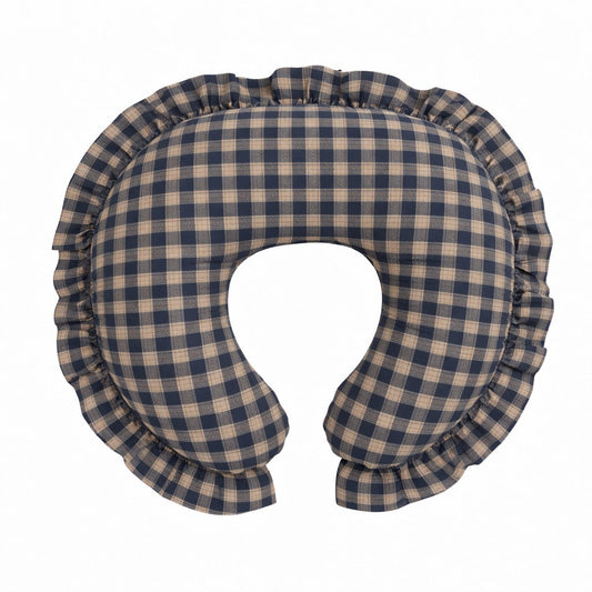 Blue Plaid Ruffle Nursing Pillow Cover in Original Cover Ruffle - photo