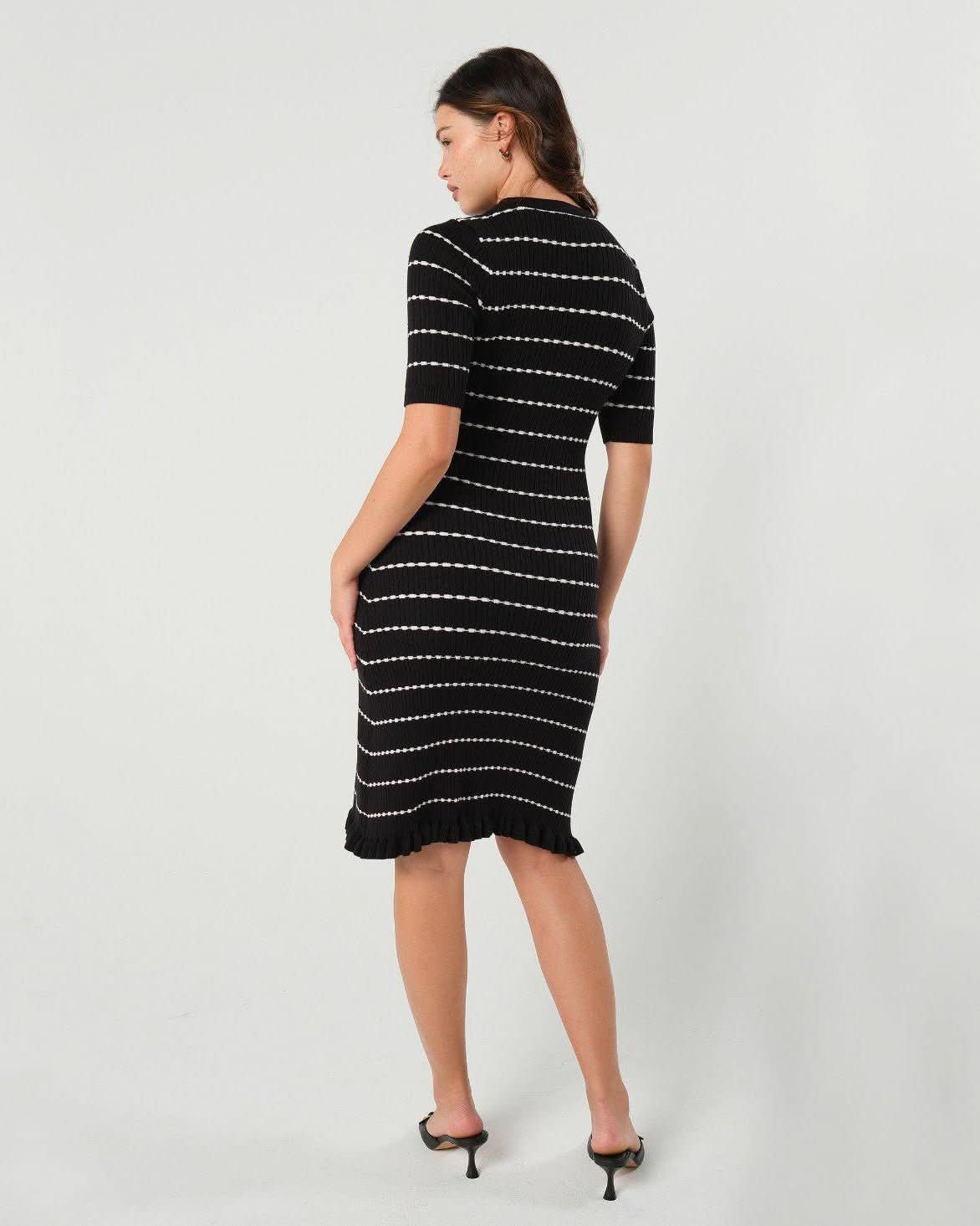 Louie Striped Knit Maternity & Nursing Dress in - women's maternity dress photo