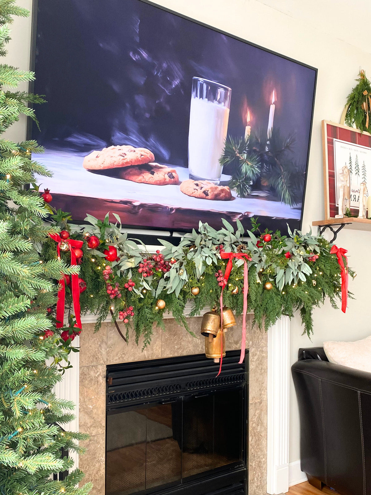 9’ Artificial Real-Touch Cedar and Long Leaf Eucalyptus Garland in - Garland photo