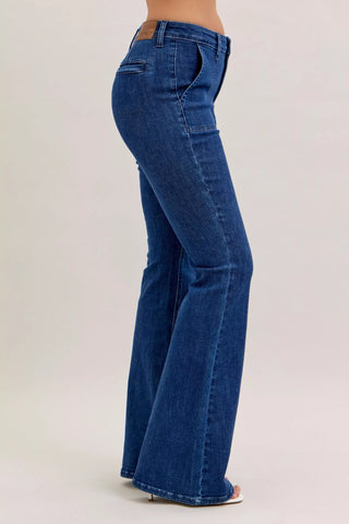 Judy Blue High Waist Flare Jeans with Front Patch Pockets in - photo