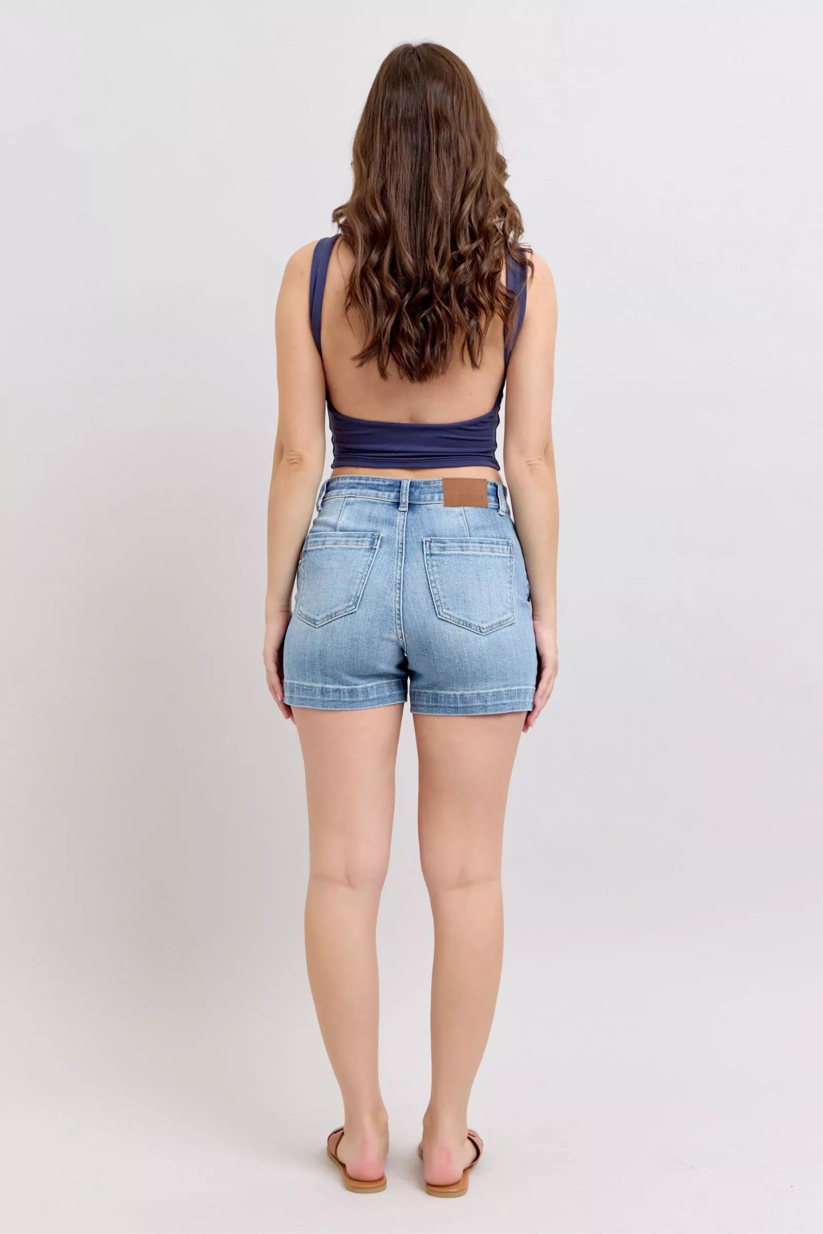 Judy Blue Mid Rise Denim Shorts in - photo