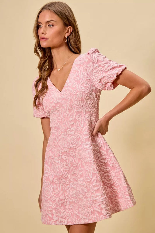 SO ME Floral Jacquard Fit And Flare Daily Mini Dress in - photo