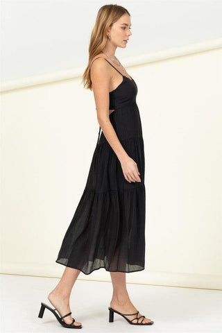HYFVE Full Heart Smocked Cutout Midi Dress, Multiple Colors - SwagglyLife Home & Fashion