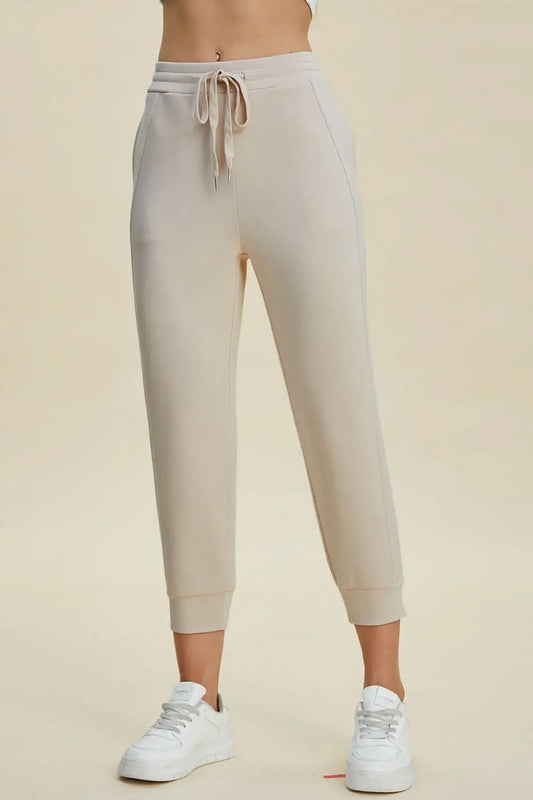 Basic Bae Full Size Air Scuba Drawstring High Waist Cropped Pants in - Bottoms photo
