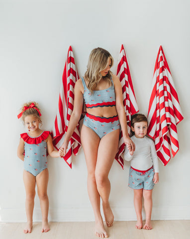 Women's Scalloped High Waisted Bikini - Heritage Flag