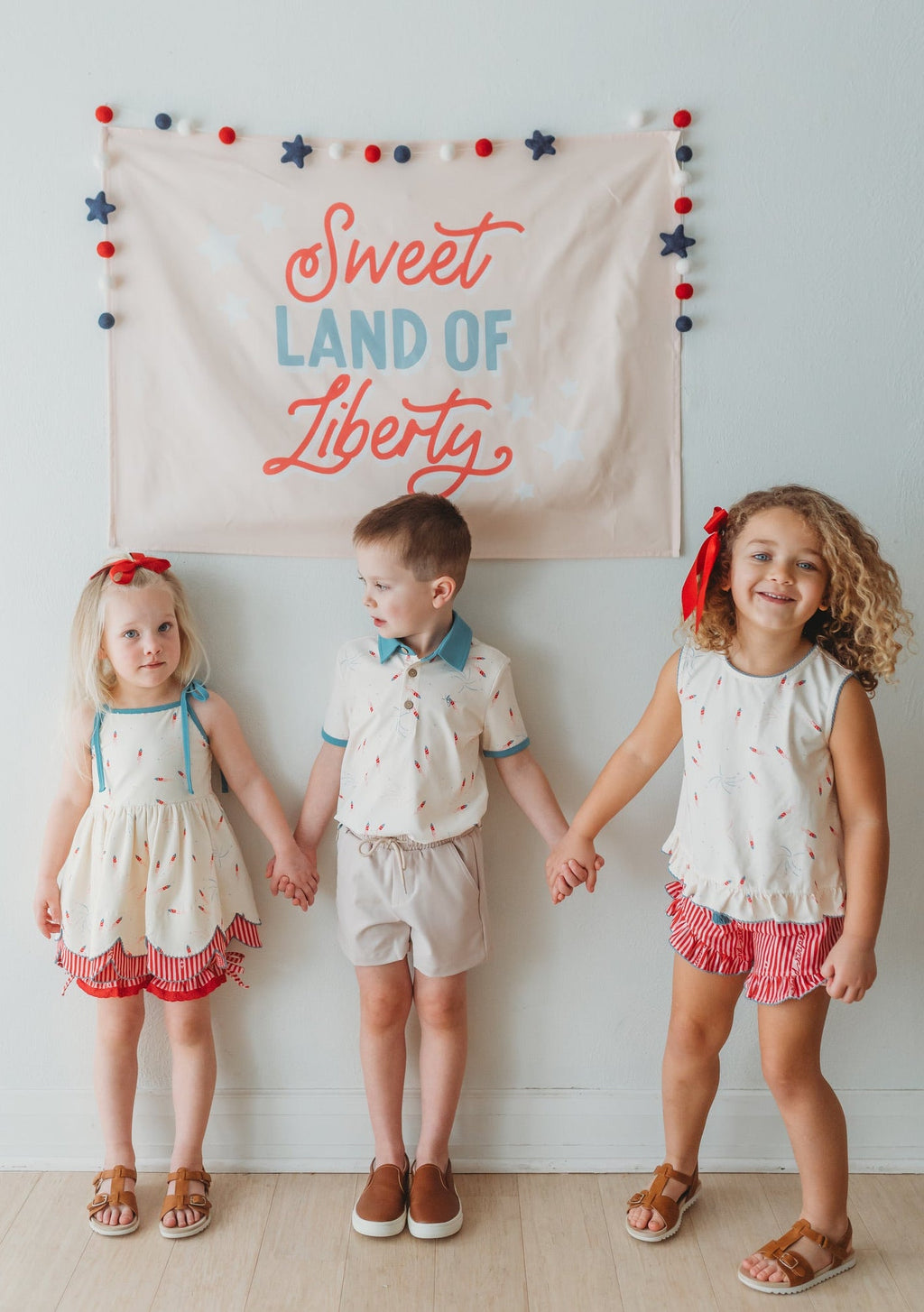 Scallop Tunic Set - Red, White, and Boom -