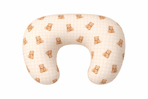 Beige Teddy Gingham Ruffle Nursing Pillow Cover