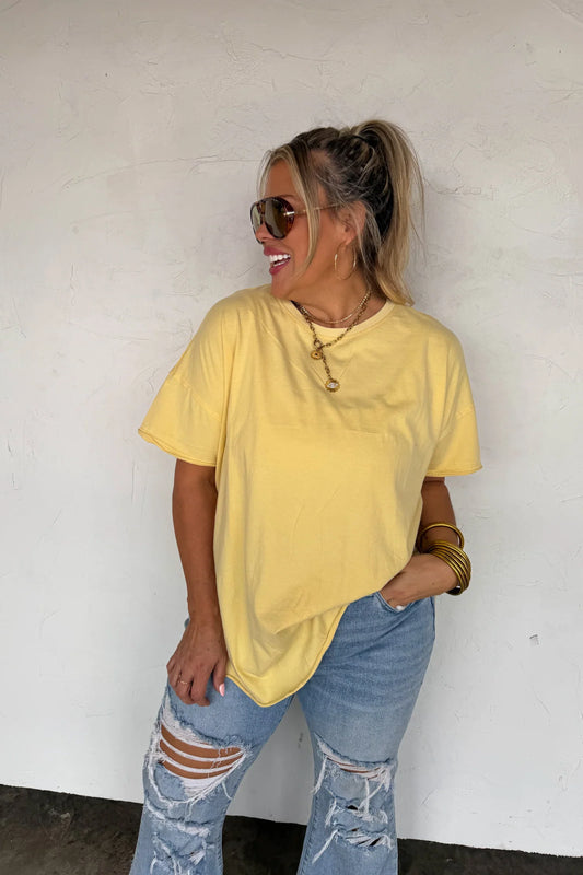 PREORDER: Blakeley Spring Joey Washed Cotton Boyfriend Tee in - Womens photo