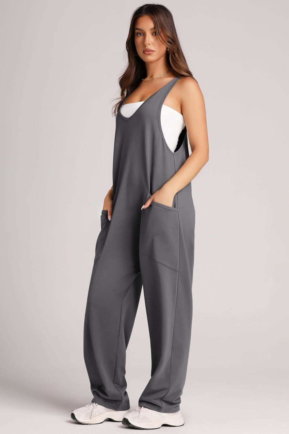 Lovelet V-Neck Wide Strap Overalls - SwagglyLife Home & Fashion