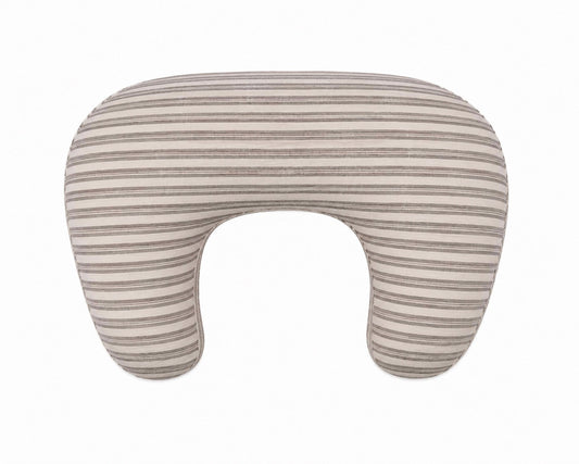 Little Mae & Co. Grey Ivory Stripe Ruffle Nursing Pillow Cover - New No Ruffle
