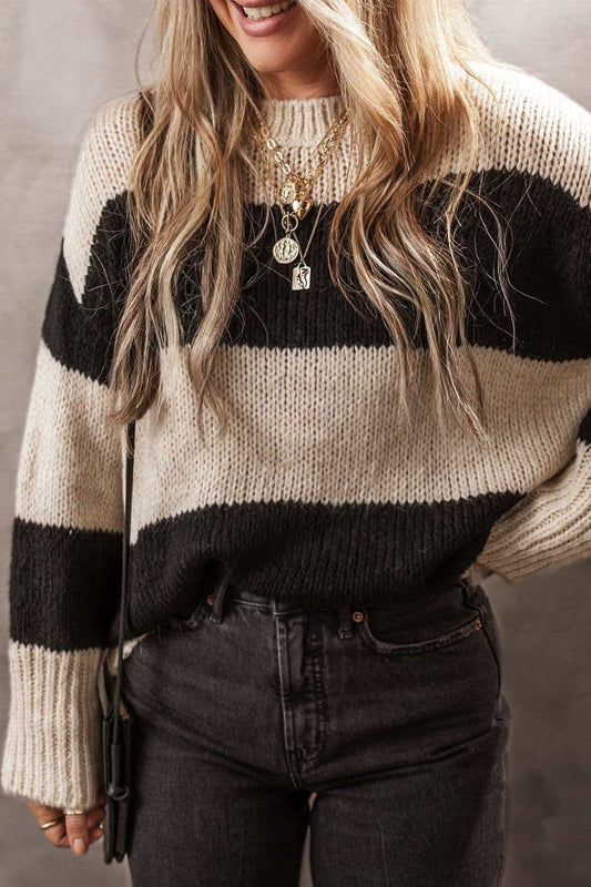 Color Block Round Neck Sweater in - Shirts & Tops photo