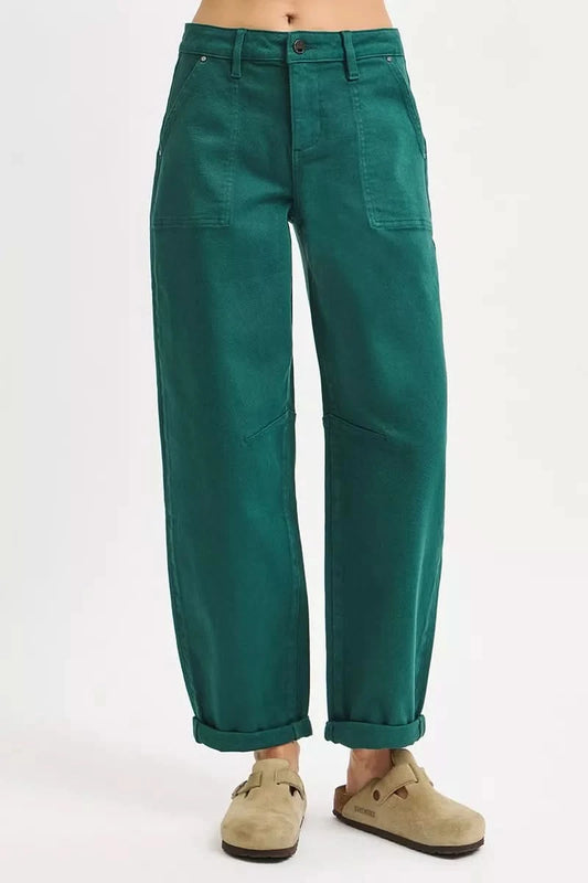 RISEN High Rise Ankle Cuffed Barrel Pants in - photo