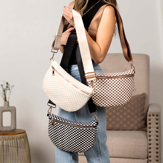 Layla Woven Checkered Crossbody Sling Bag in - photo