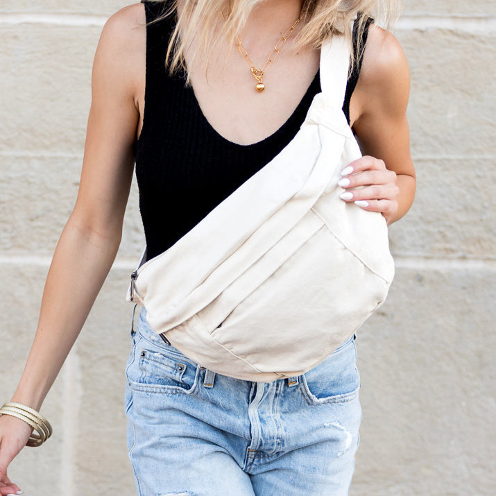 London Oversized Canvas Crescent Sling in - photo
