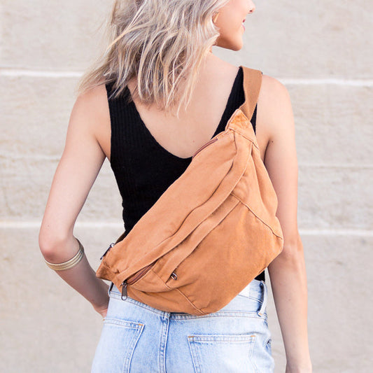 London Oversized Canvas Crescent Sling in - photo