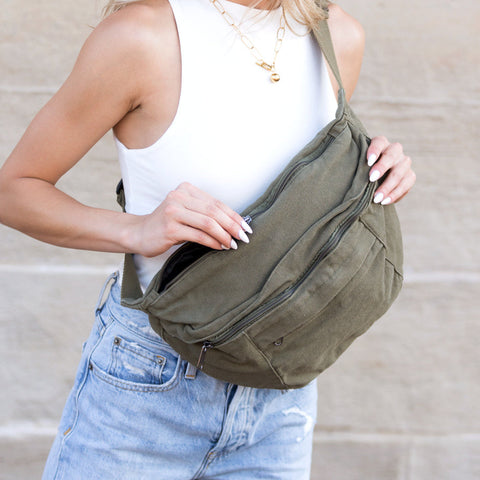London Oversized Canvas Crescent Sling in - photo