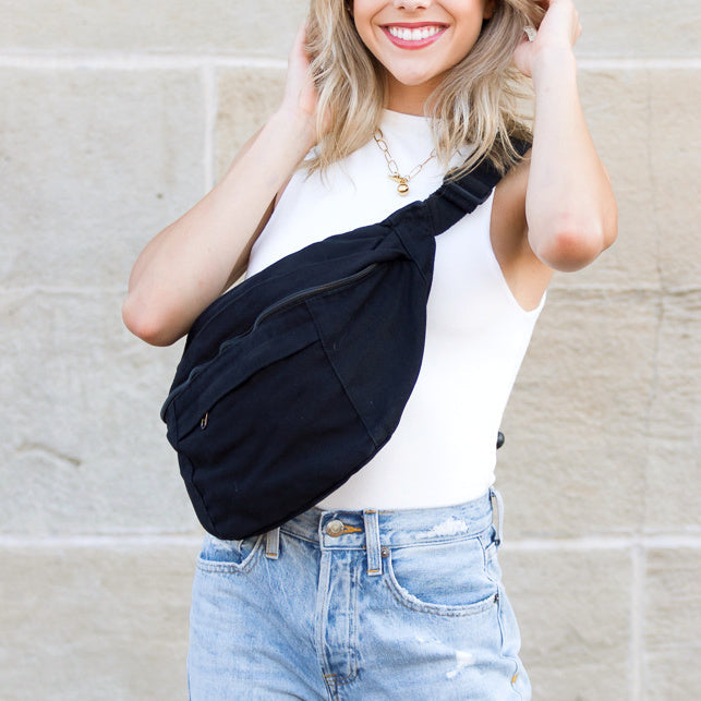 London Oversized Canvas Crescent Sling in - photo