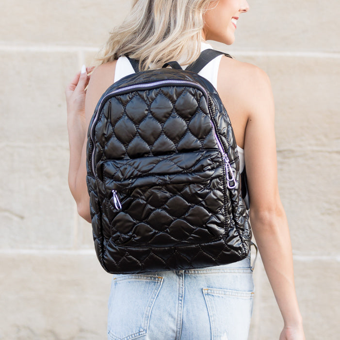 Jade Metallic Puffer Backpack in - Backpack photo