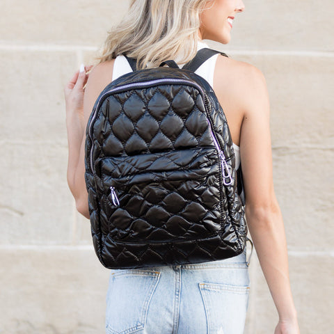 Jade Metallic Puffer Backpack in - Backpack photo