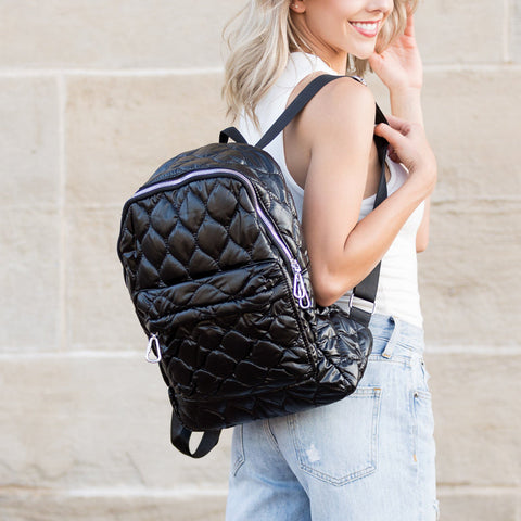 Jade Metallic Puffer Backpack in - Backpack photo