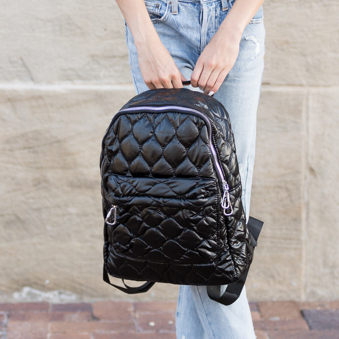 Jade Metallic Puffer Backpack in - Backpack photo