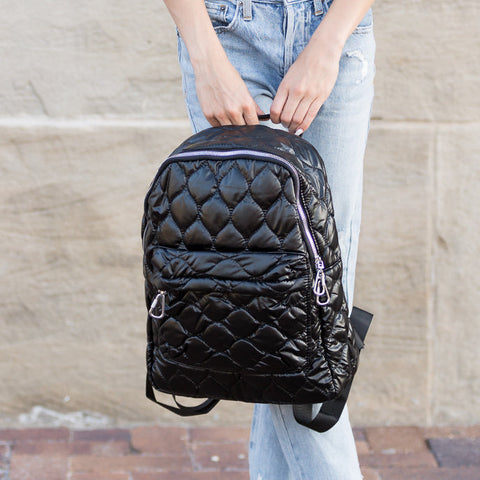 Jade Metallic Puffer Backpack in - Backpack photo