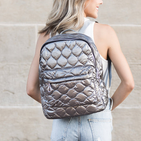 Jade Metallic Puffer Backpack in - Backpack photo