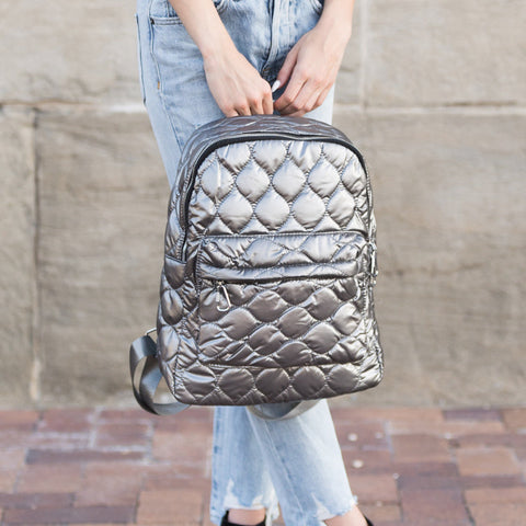 Jade Metallic Puffer Backpack in - Backpack photo