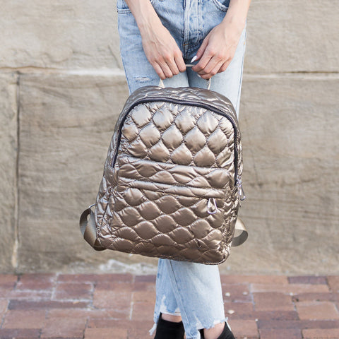 Jade Metallic Puffer Backpack in - Backpack photo