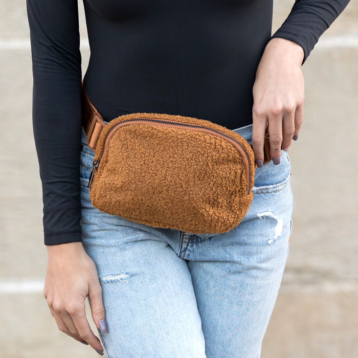 Lola Boucle Sherpa Sling Crossbody Belt Bum Fanny Waist Bag in - photo