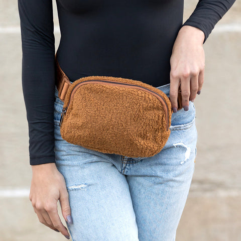Lola Boucle Sherpa Sling Crossbody Belt Bum Fanny Waist Bag in - photo