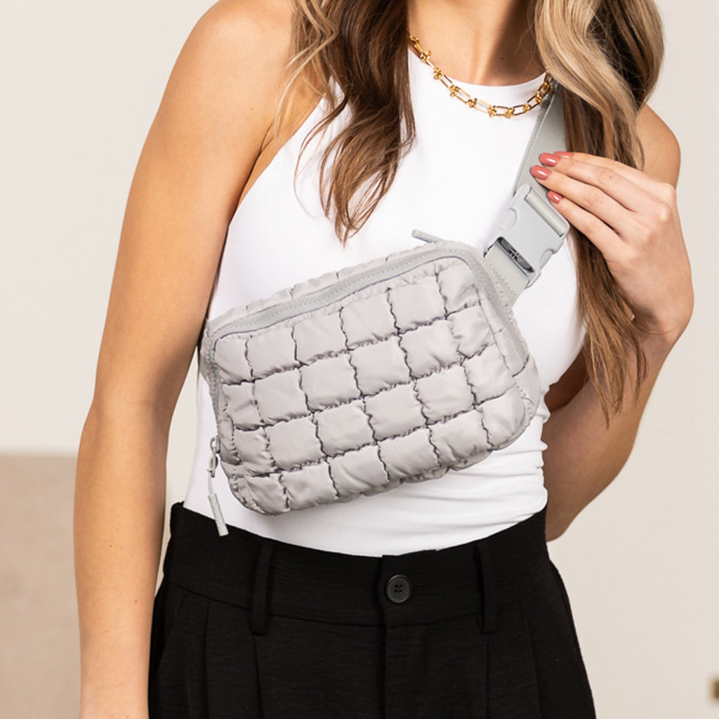 Evyn Quilted Puffer Sling Crossbody Belt Bum Fanny Waist Bag in - photo