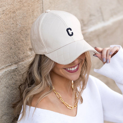 Quilted Puffer Ball Cap in Bone - Baseball Caps photo