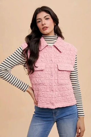 Annie Wear Texture Quilted Snap Down Vest Coat in - photo