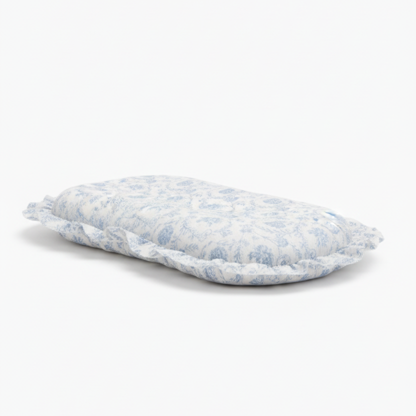 Blue Chinoiserie Ruffle Baby Lounger Cover in - photo