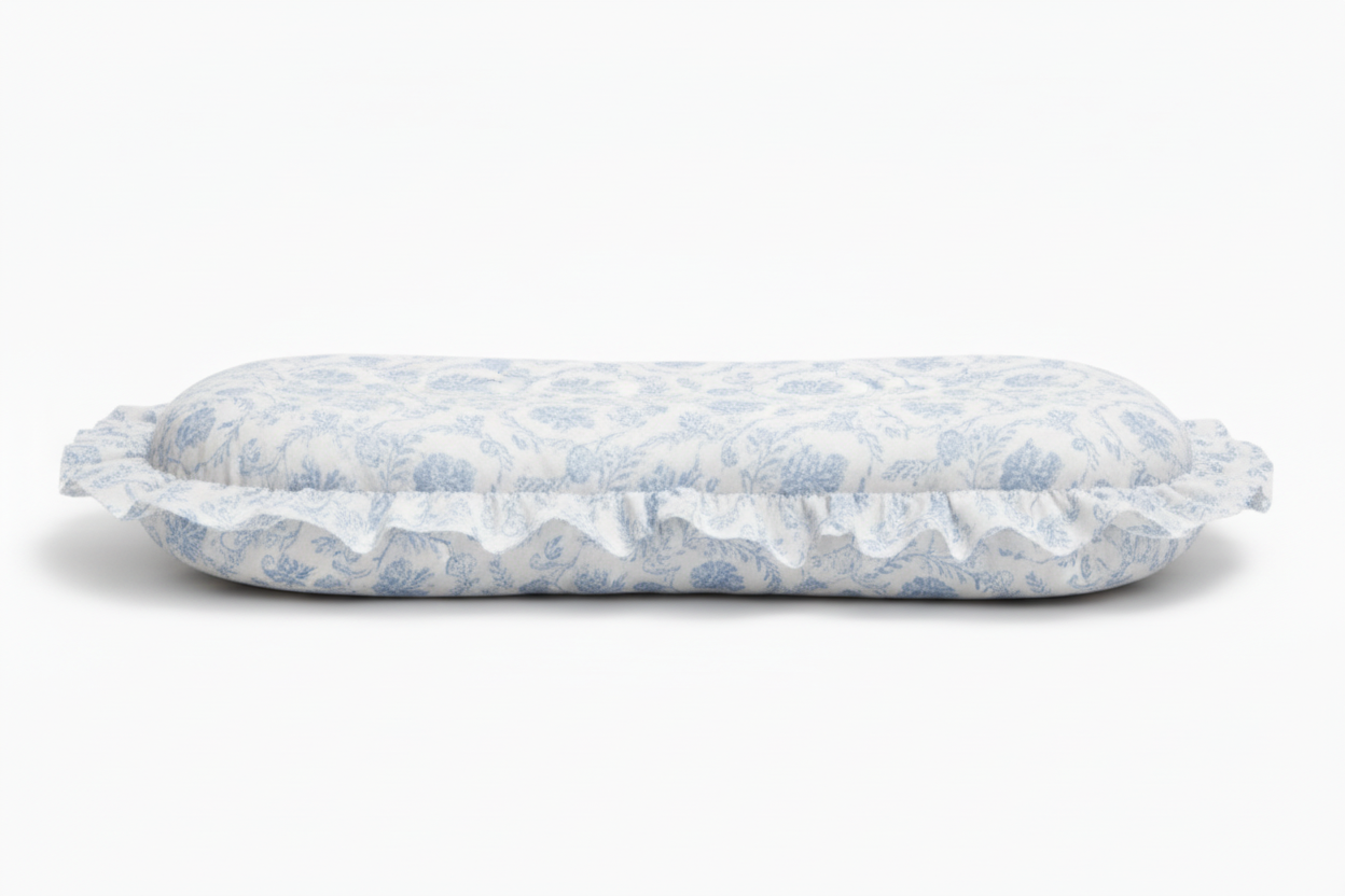 Blue Chinoiserie Ruffle Baby Lounger Cover in - photo