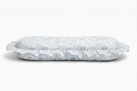 Blue Chinoiserie Ruffle Baby Lounger Cover in - photo